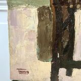 Oil painting on canvas Still life chair signed 50s