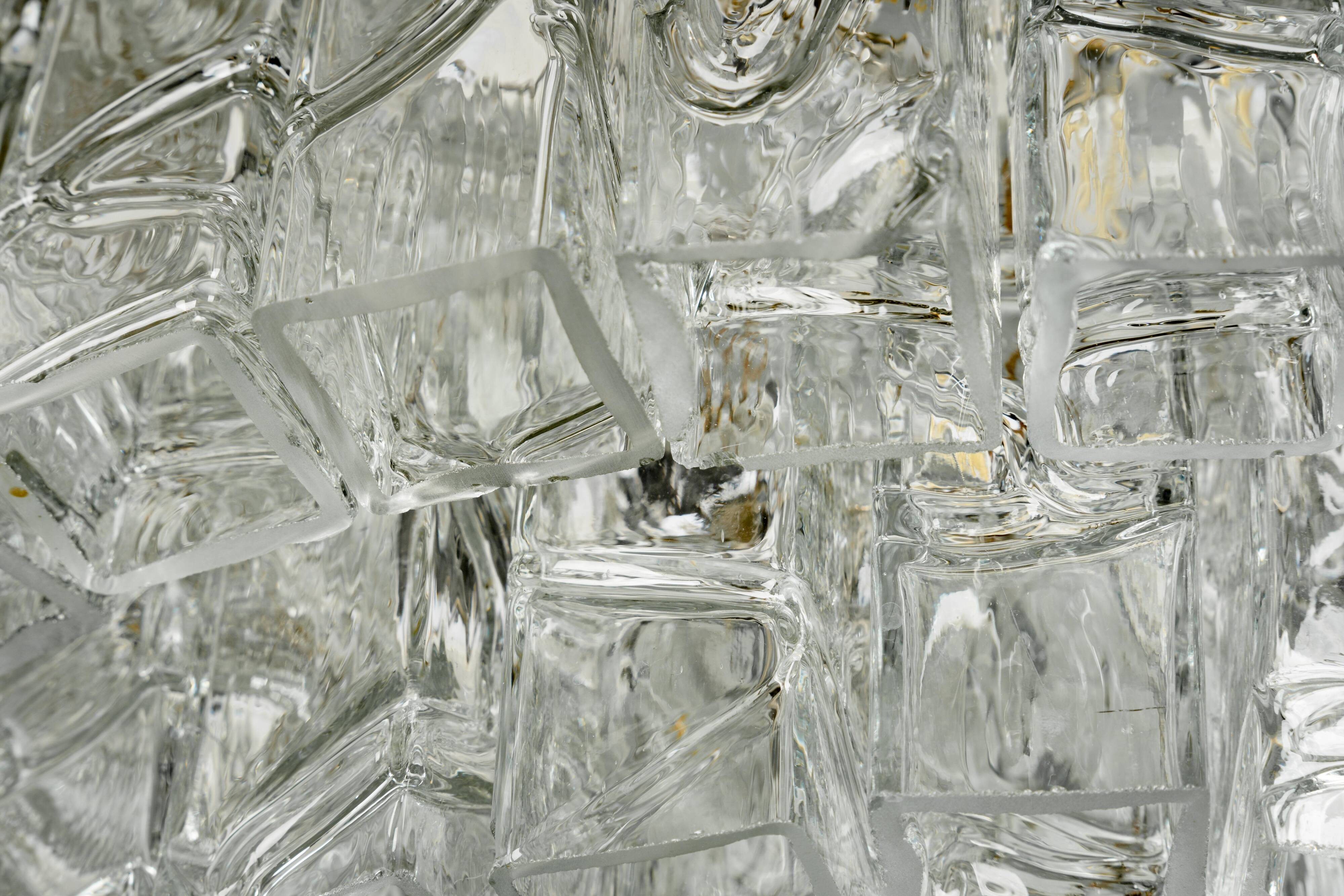 Doria Chandelier Mid-Century Frosted Glass, 1960s, Germany