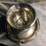 Chiseled silver metal candle holder