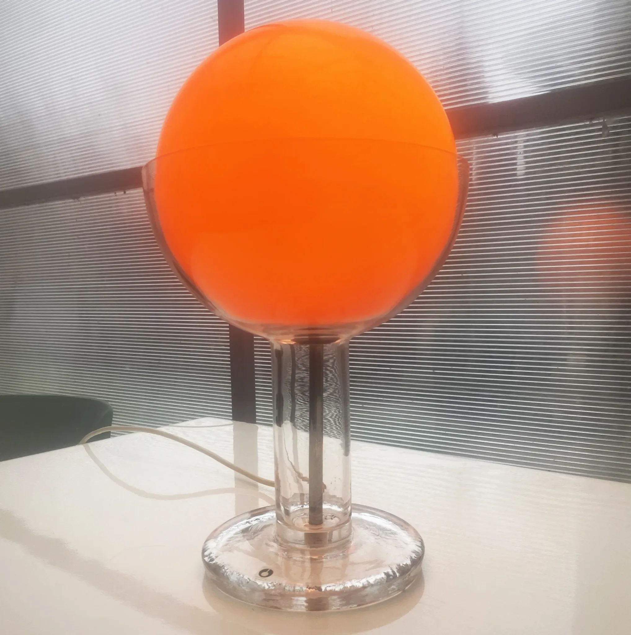 Rare glass art lamp by Eva Englund for Pukeberg from the 1970s.
