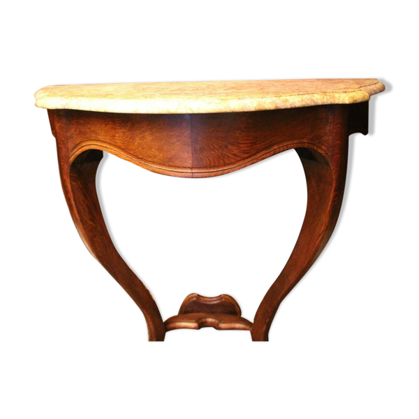 Console en chêne blond massif plateau marbre de style Louis XV