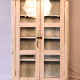 Burmese teak display case with white-green patina