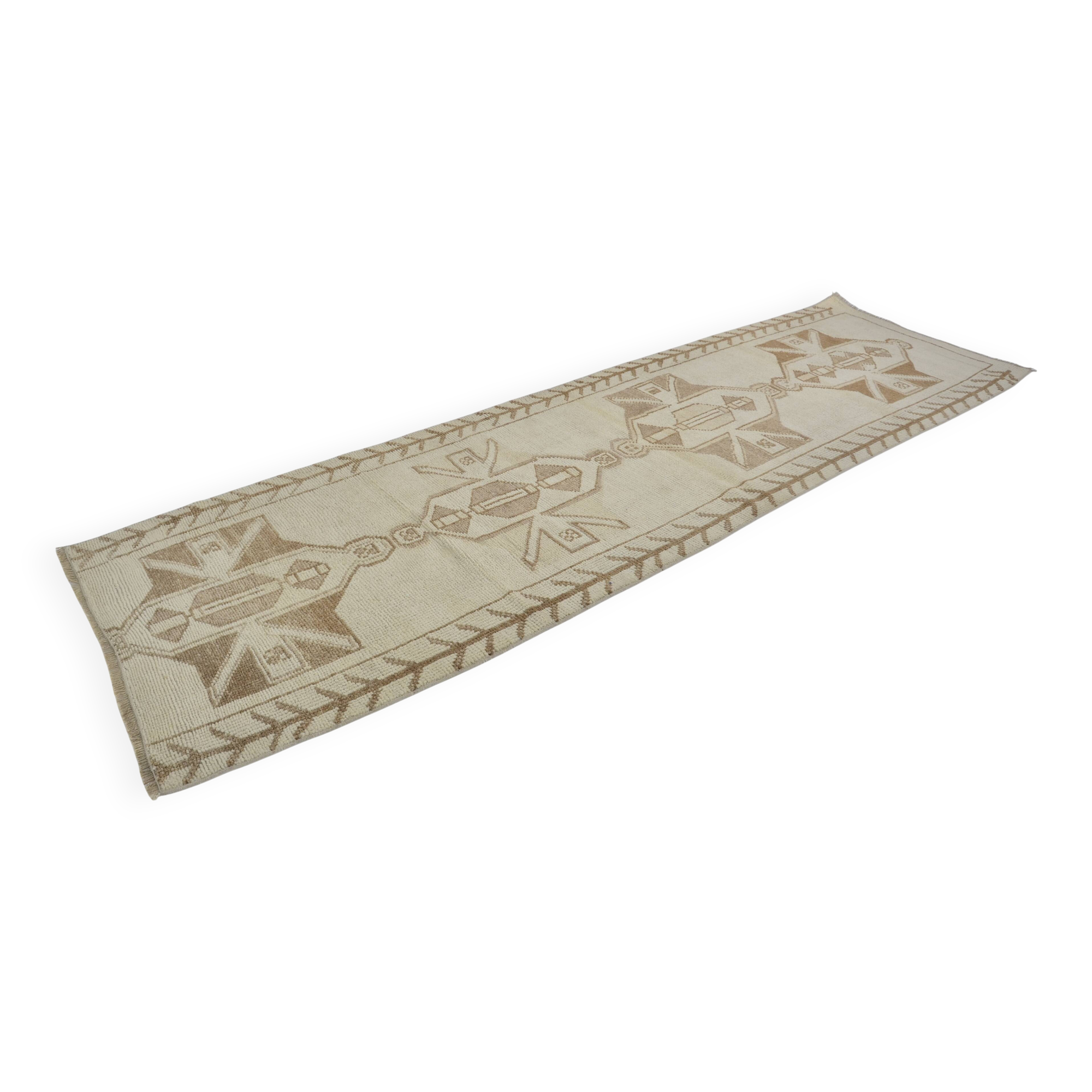 Decorative White Handmade Oushak Runner sku 2079