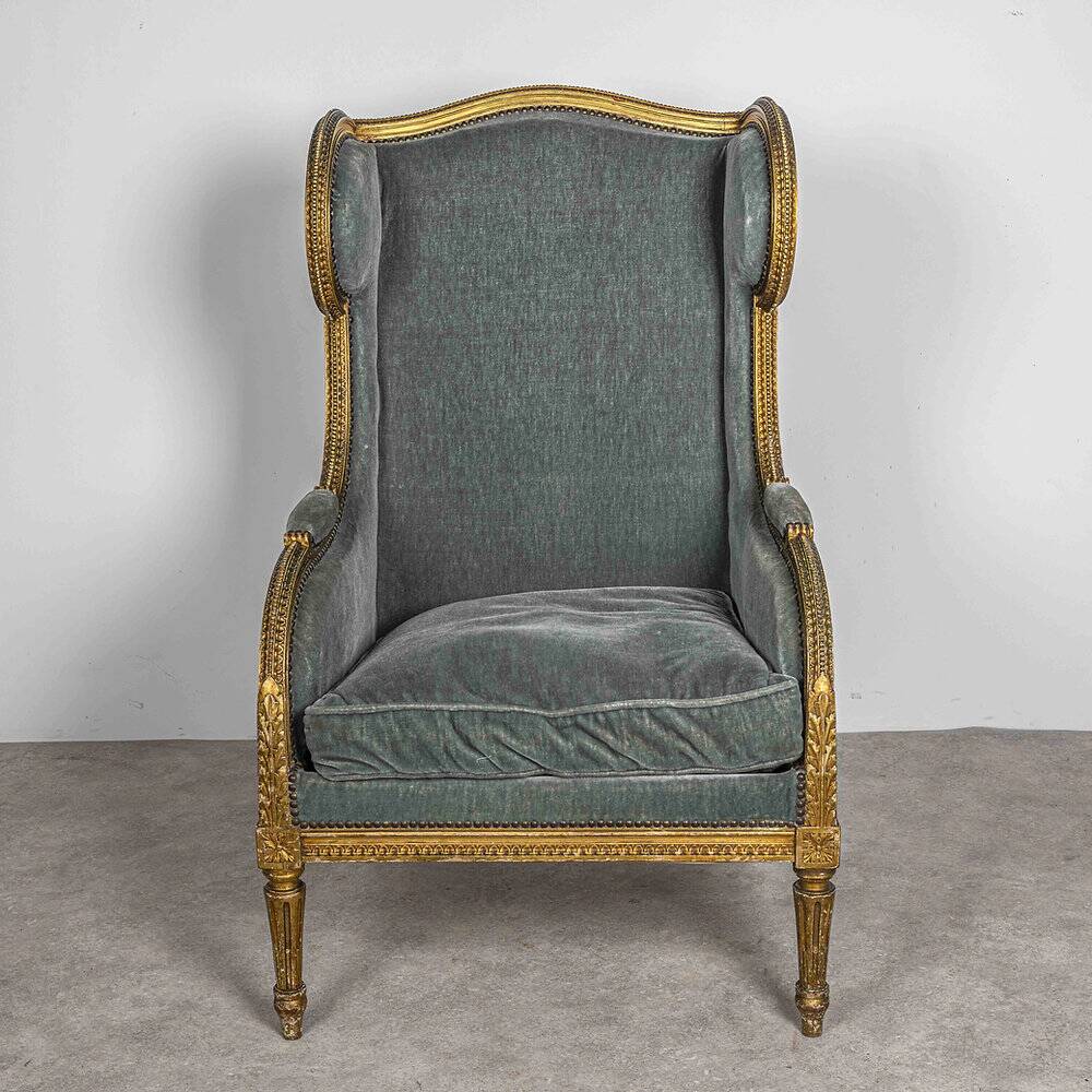 Magnificent Louis XVI wingback armchair.