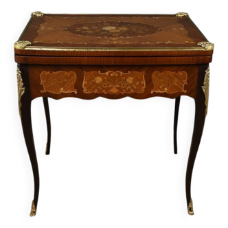 Mahogany Games Table, Louis XV/Louis XVI Transition Style – Late 19th Century