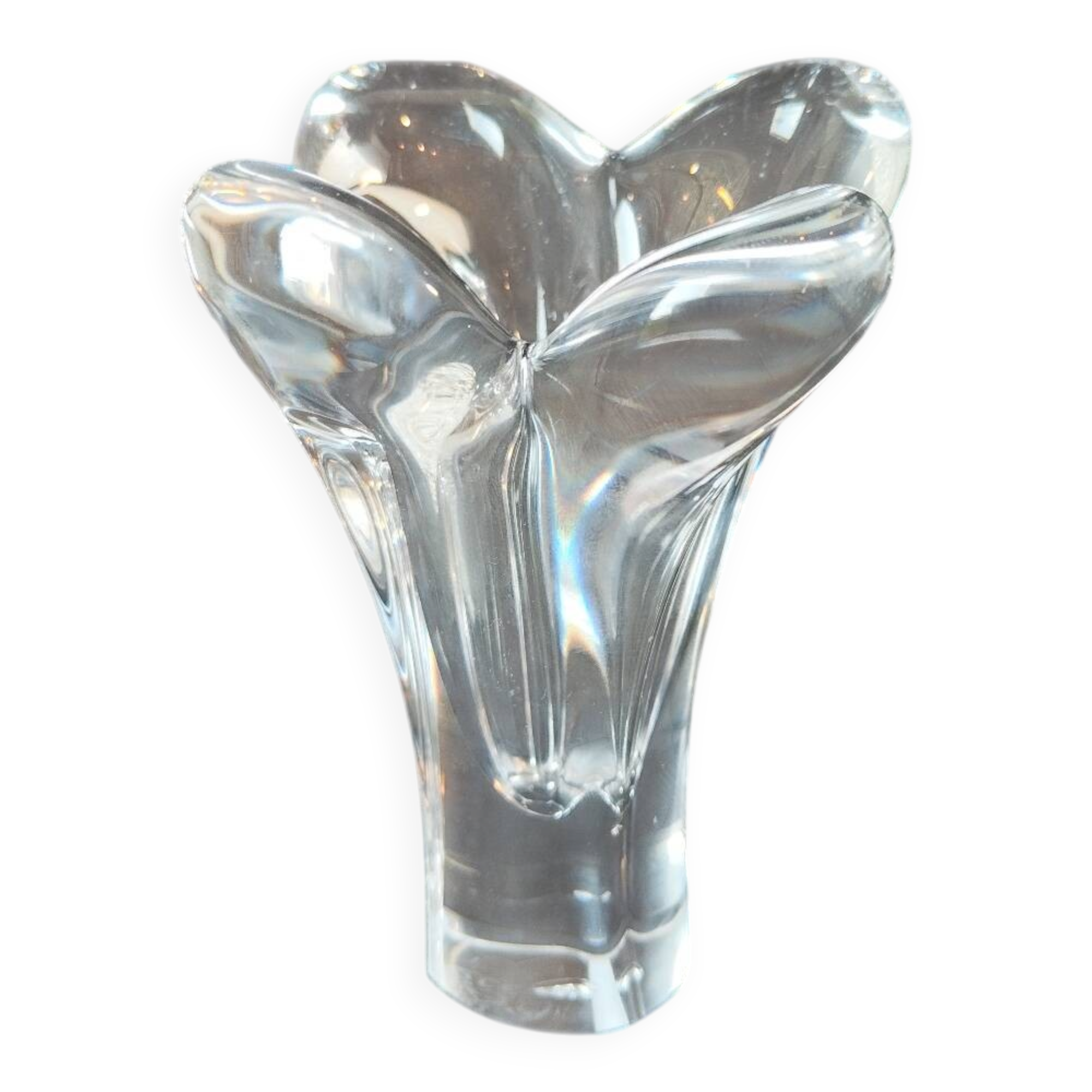 Bayel crystal vase – floral pattern – French glassware