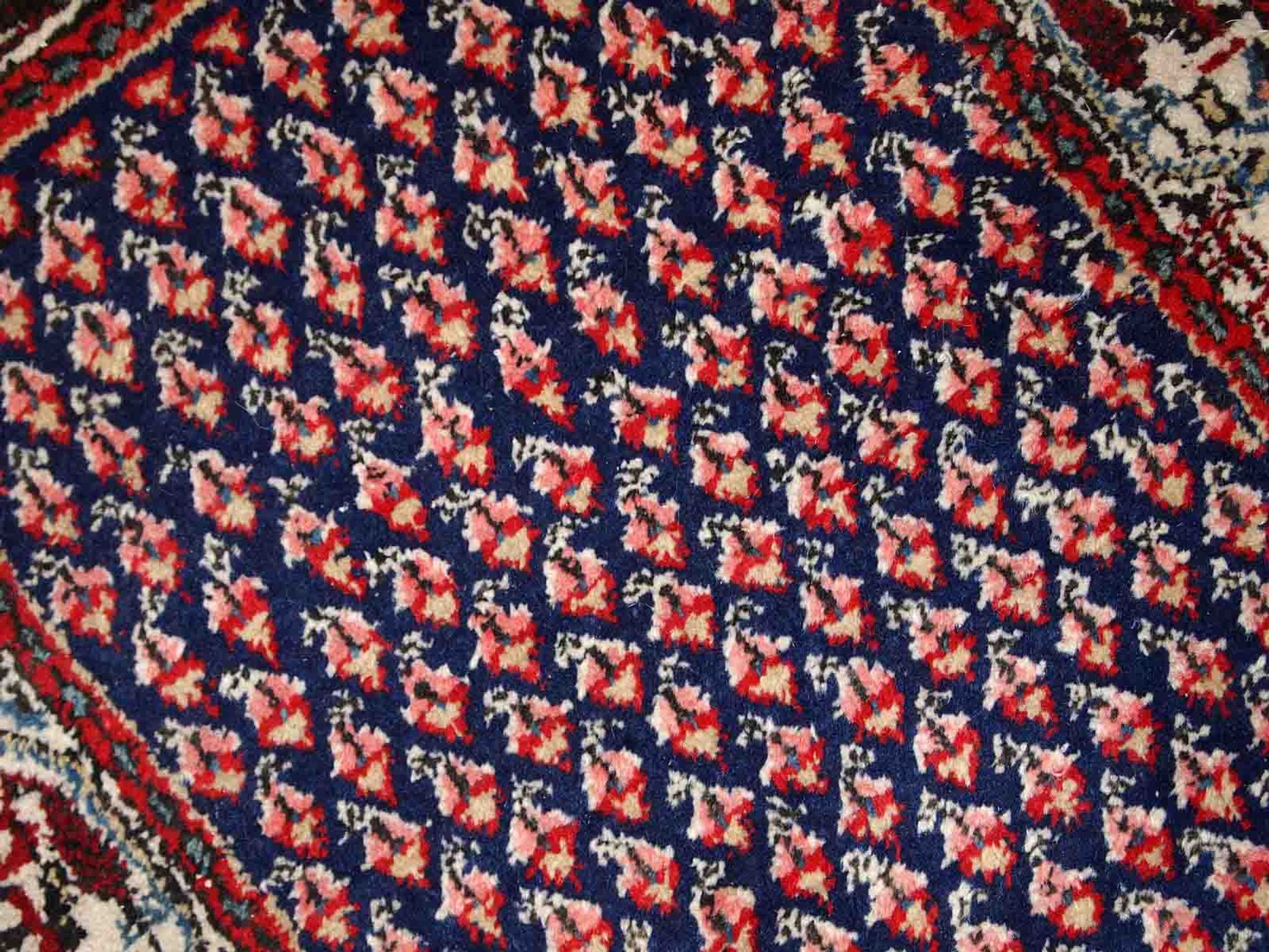 Vintage Indian carpet Seraband handmade 62cm x 124cm 1970s, 1C800
