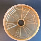Ancienne suspension Art Déco en patte de verre satinée jaune