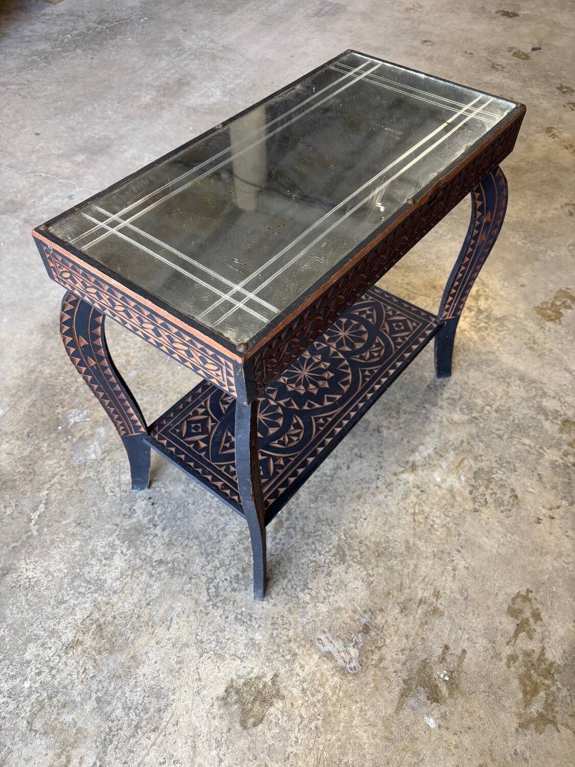 Moroccan carved wood table