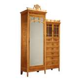 Antique Art Nouveau wardrobe in ash and maple, Italy, 20th century
