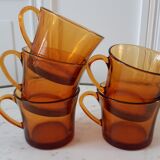 Set of 5 amber coffee cups 70s