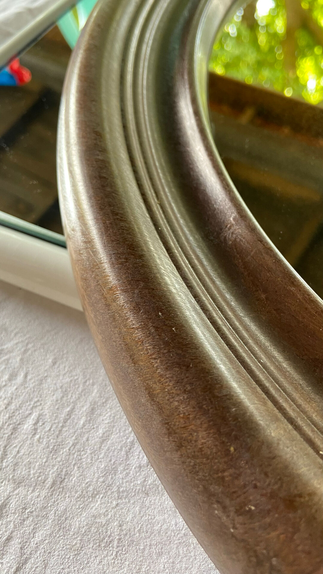 Vintage Round Mirror Wood Effect – Diameter 60 cm – Very Good Condition