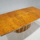 Mid-century modern dining table, Ash Burl, Italy