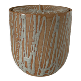 Large Japanese minguei covered pot in stoneware decorated with fine coulure, enamelled interior