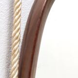 Miroir mural ovale avec cadre en hêtre noirci et corde en nylon, Italie