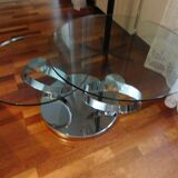 Coffee table glass and chrome metal