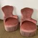 Paire de fauteuils crapaud rose poudré