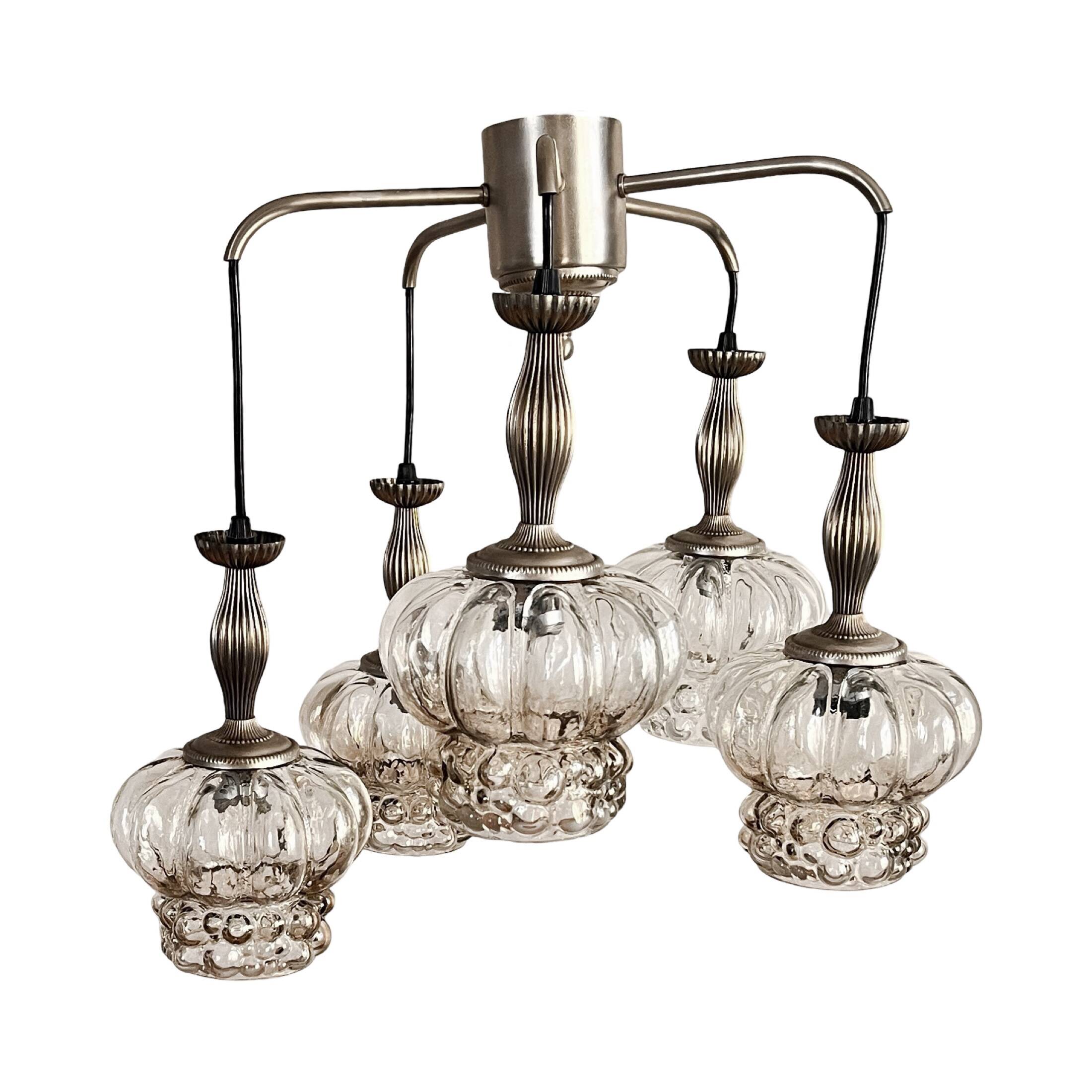 Mid-century modern cascade chandelier veb narva leuchten, germany, 1970s.