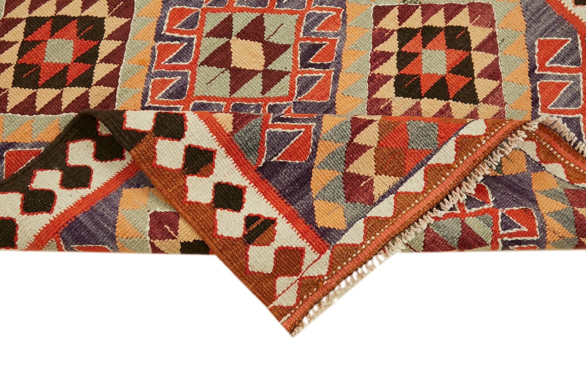 Turkish Handwoven Vintage Herki Kilim 111 cm x 350 cm
