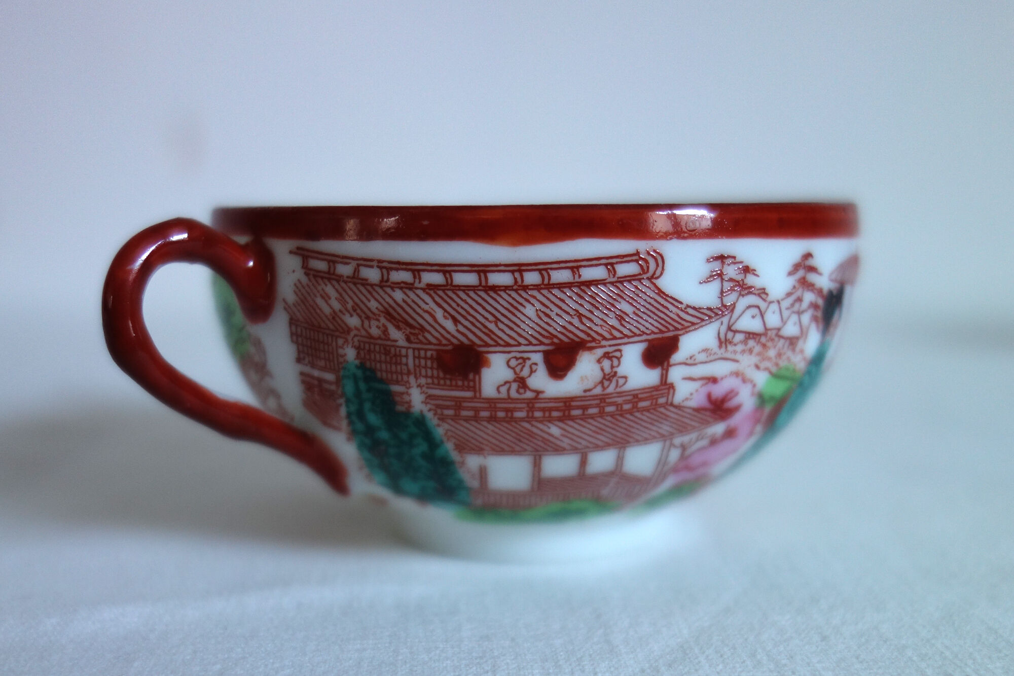 5 tasses à thé vintage porcelaine, peint main, Japon