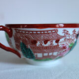5 tasses à thé vintage porcelaine, peint main, Japon