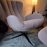 Tilburg Bo Concept reclining and swivel armchair with adjustable headrest + Tilburg ottoman