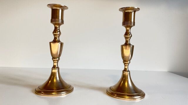 Pair of Scandinavian candle holders by scandia malm, Sweden