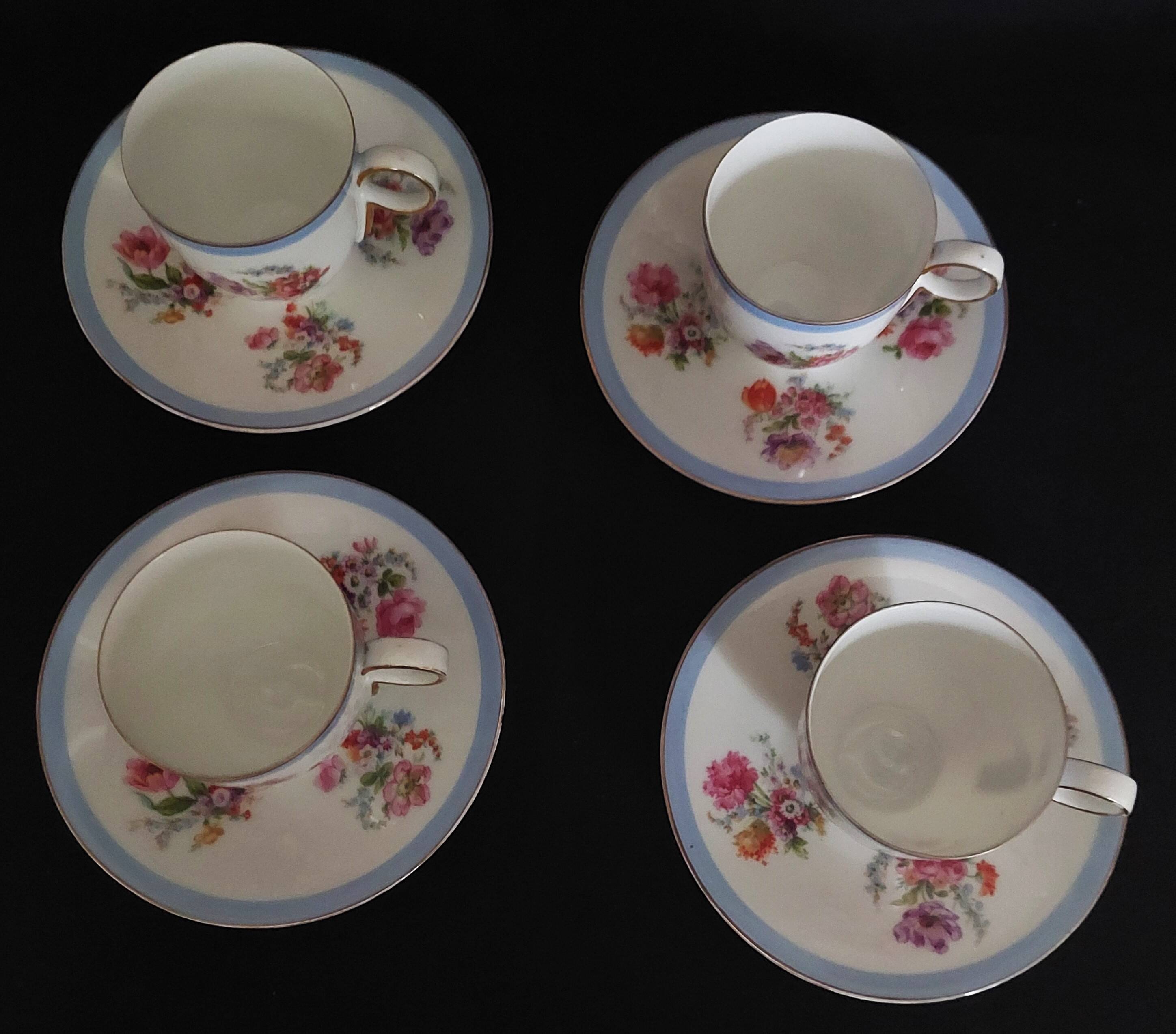 Epiag porcelain coffee cups Czechoslovakia floral decor