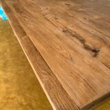 Raw wood farm table.