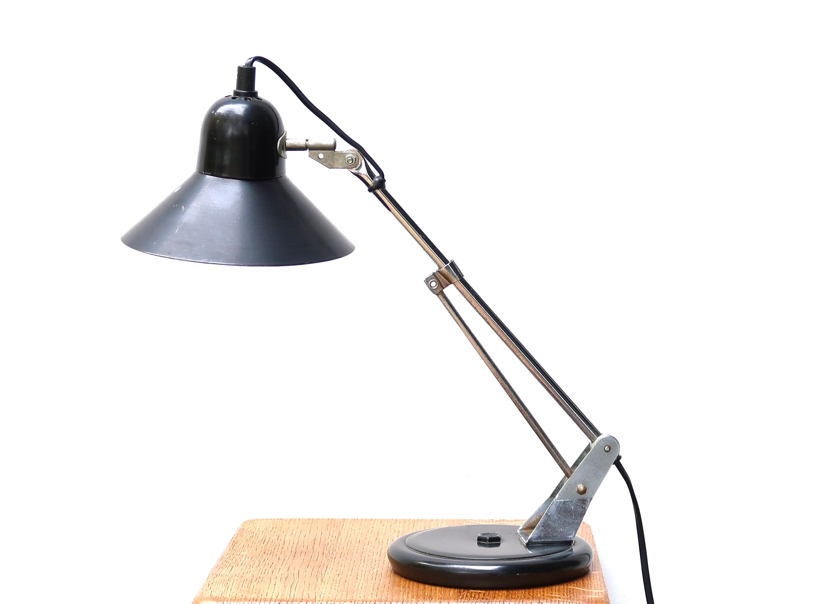Black articulated desk lamp Aluminor, 60s