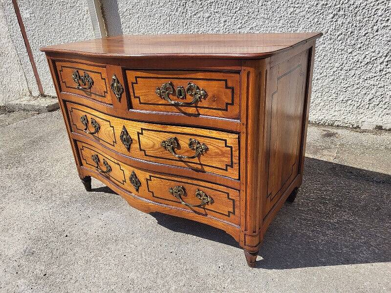 Transition louis xv louis xvi chest of drawers in cherry wood 4 drawers from the 18th century
