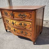 Transition louis xv louis xvi chest of drawers in cherry wood 4 drawers from the 18th century