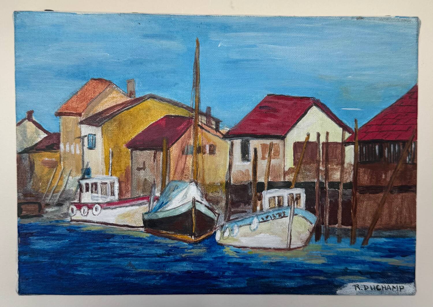 Old marine painting from the 20th century