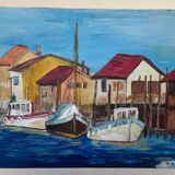 Old marine painting from the 20th century