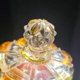 Small amber and transparent crystal pot with lid from the Val Saint-Lambert Luxval Art Deco collection.