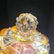 Small amber and transparent crystal pot with lid from the Val Saint-Lambert Luxval Art Deco collection.
