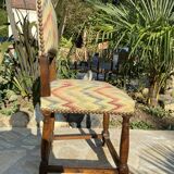 8 dining chairs in solid wood and tapestry