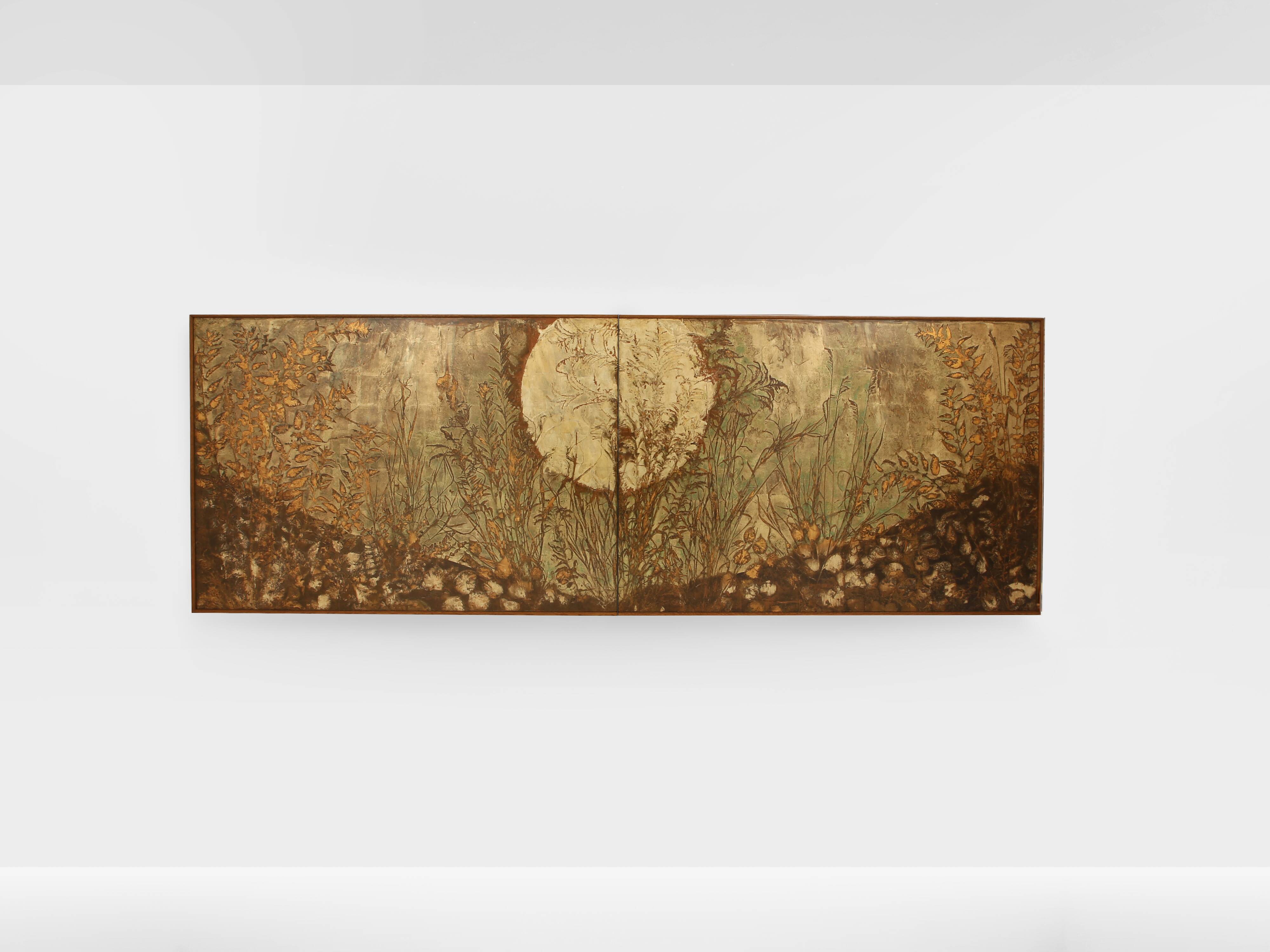 Nicolas Seailles large lacquered panels framed 1978