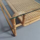 Bauhaus coffe table. Iron frame / pencil reed / split reed / rattan 75 x 75 x 40 cm