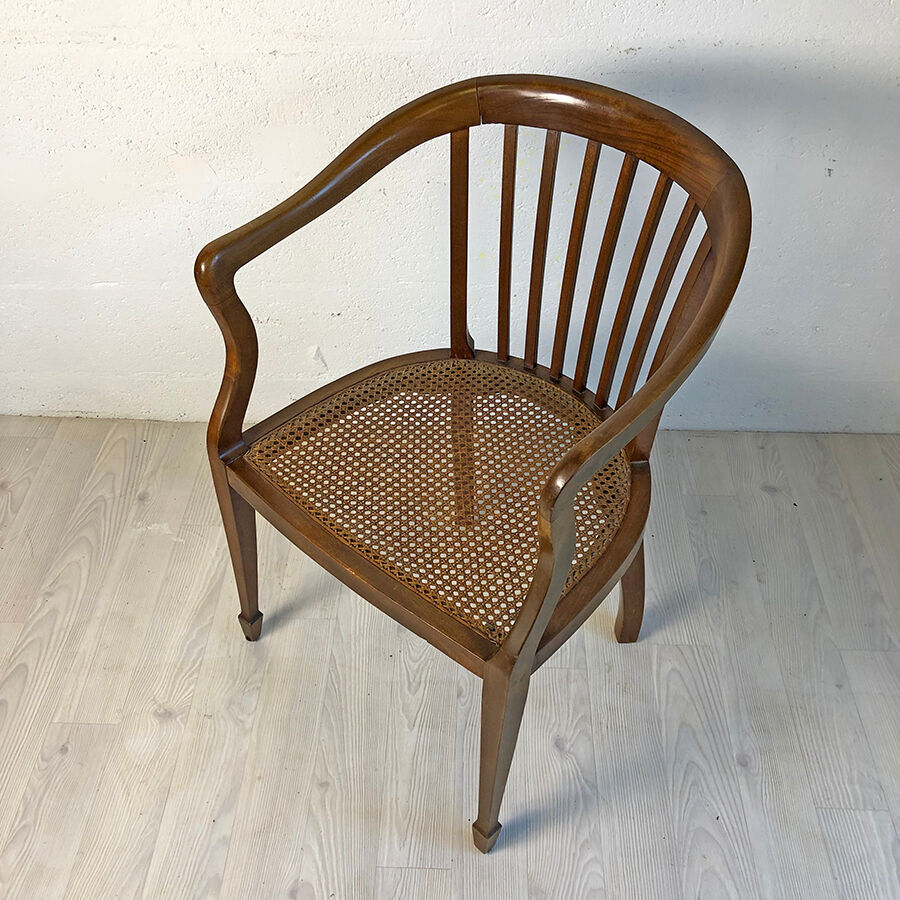 Armchair with gondola backrest and mahogany cane seat 30