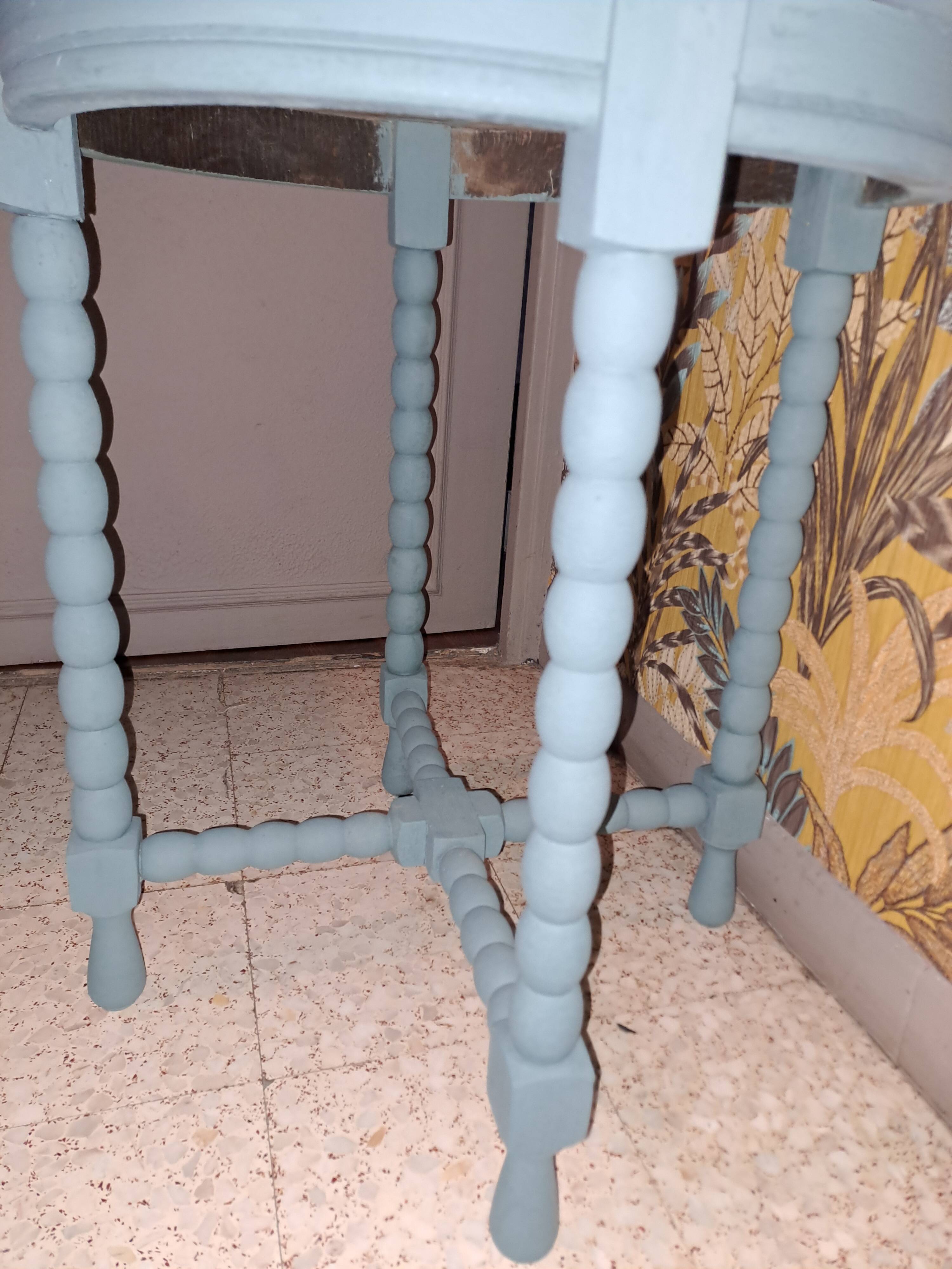 1950s repainted 4 legged solid wood round coffee table