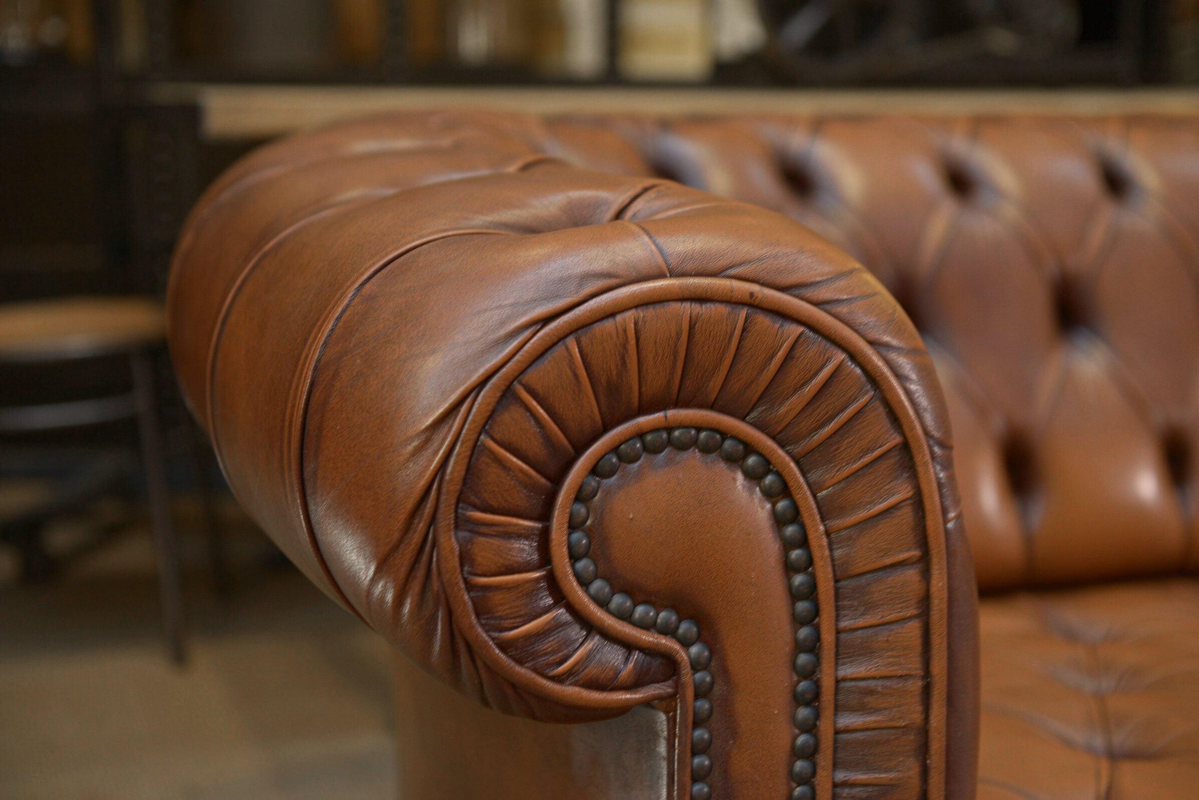 Chesterfield sofa 3 seater Vintage brown leather