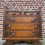 Art Deco chest of drawers, marble top, solid oak, dressing table