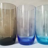 Set of 6 50s colored water glasses