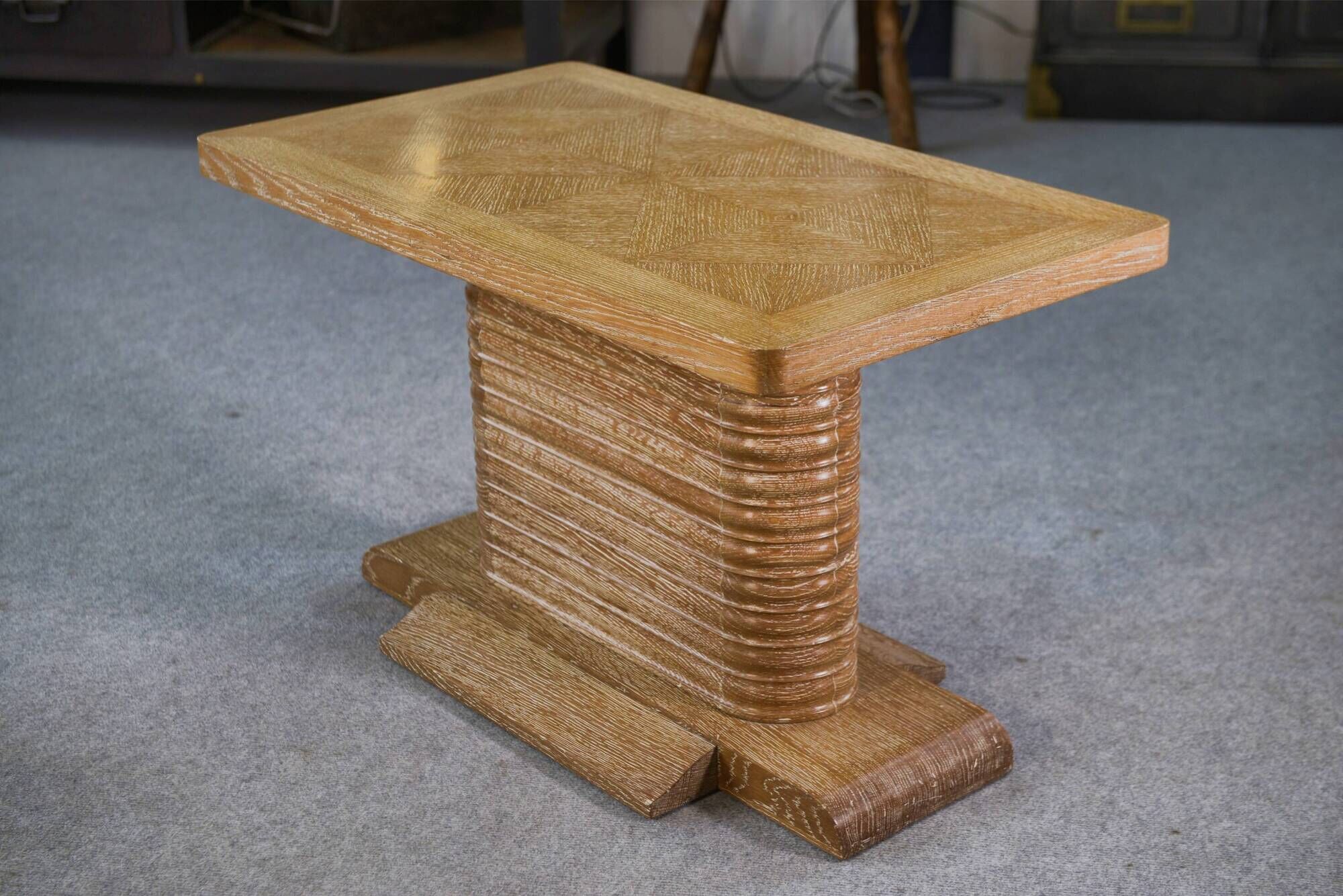 Oak side table attributed to Gaston Poisson, 1960s.