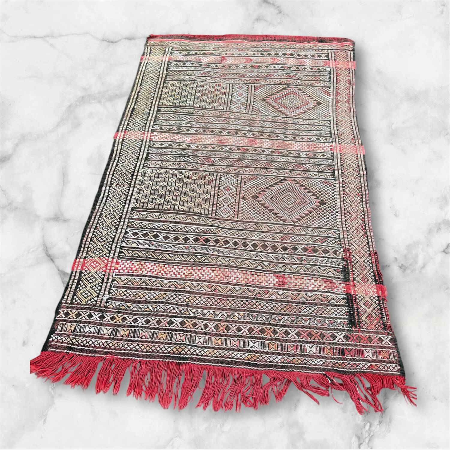 Antique handmade Berber kilim rug