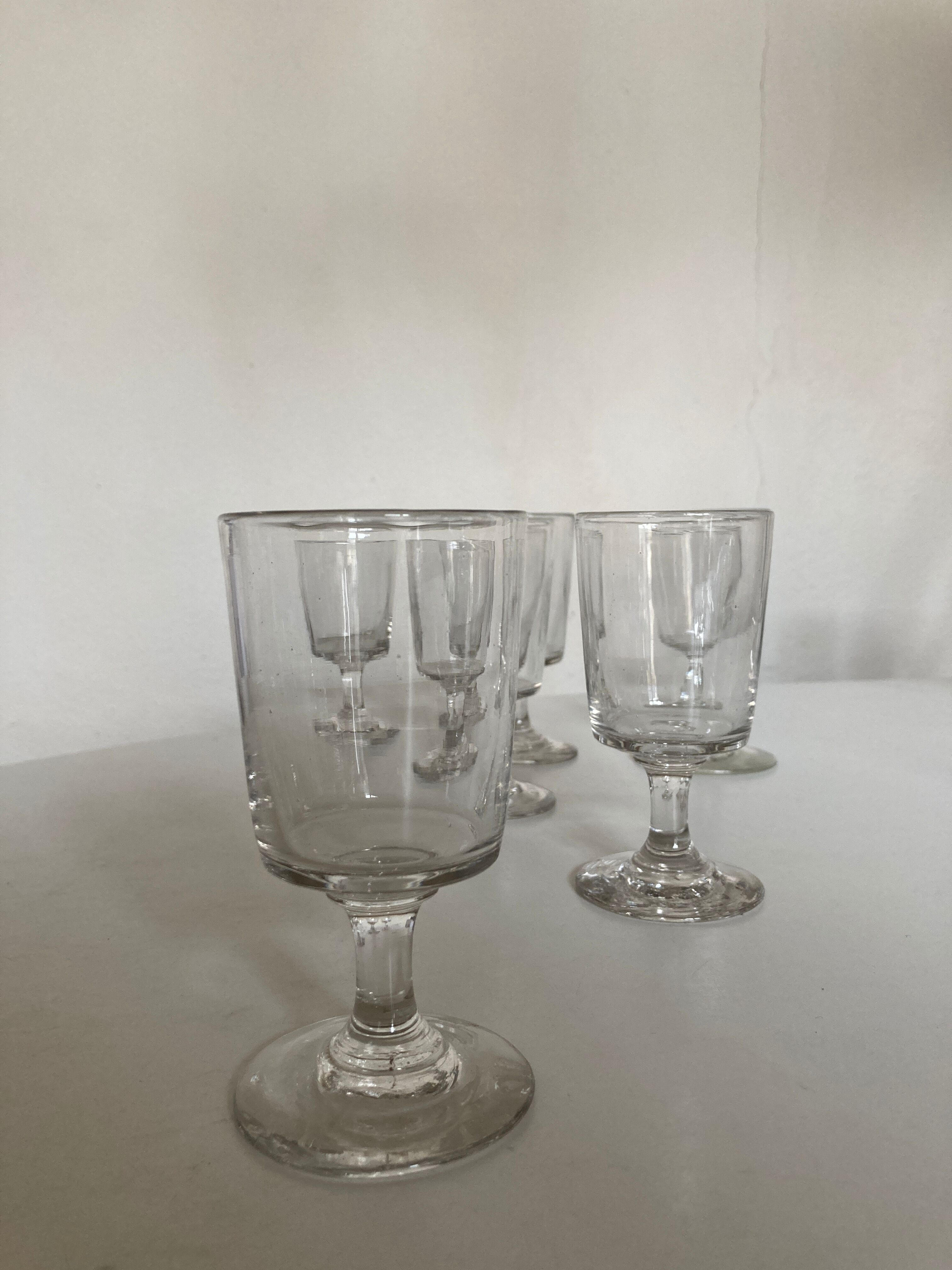 Set de 6 verres de campagne 19e rouleau à pied