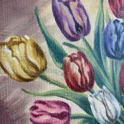 Vintage original flower oil painting, floral still life wall art