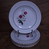 6 flat plates in earthenware l'Amandinoise with floral decoration.