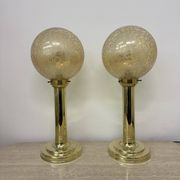 Lot de 2 grandes lampes de table globe en verre, années 1970